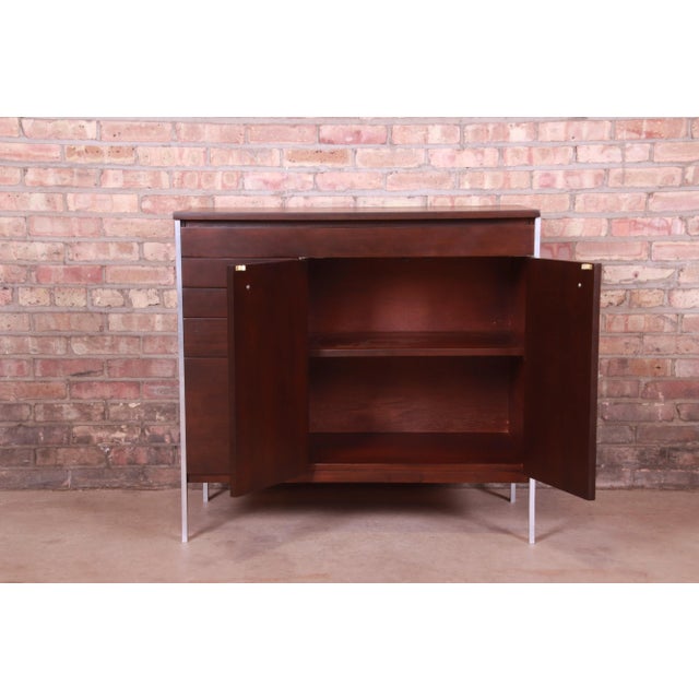 Wood Paul McCobb Connoisseur Collection Mahogany Lift Top Bar Cabinet, Newly Refinished For Sale - Image 7 of 13