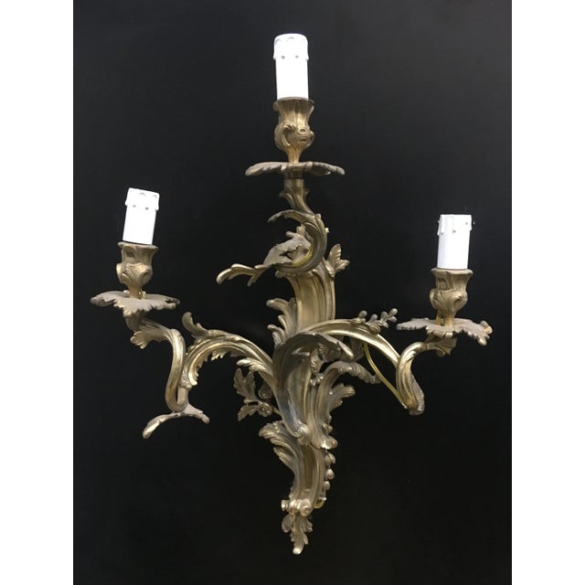 Vintage Bronze Wall Sconce, 1940s For Sale - Image 4 of 4