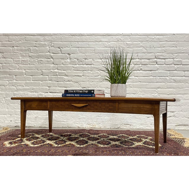 Brown Mid Century Modern Walnut + Smoked Glass Coffee Table by Lane Furniture For Sale - Image 8 of 12