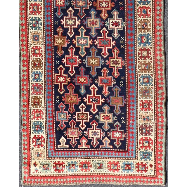 Tribal Late 19th Century Late 19th Century Kazak Runner With Geometric Design in Tribal Crosses For Sale - Image 3 of 12