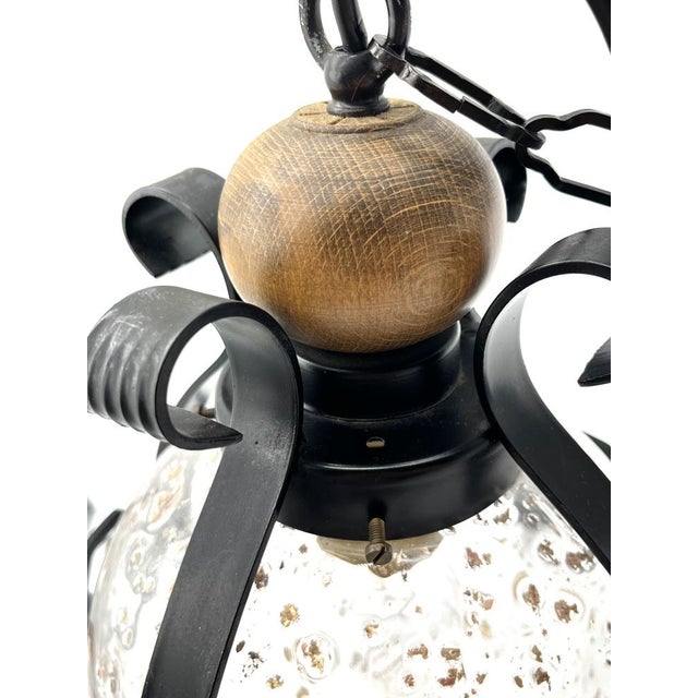 Mid-Century Murano Cage Lamps in Bullicante Glass with 24k Gold Dust and Wrought Iron from Seguso, 1960s, Set of 2 For Sale - Image 15 of 18