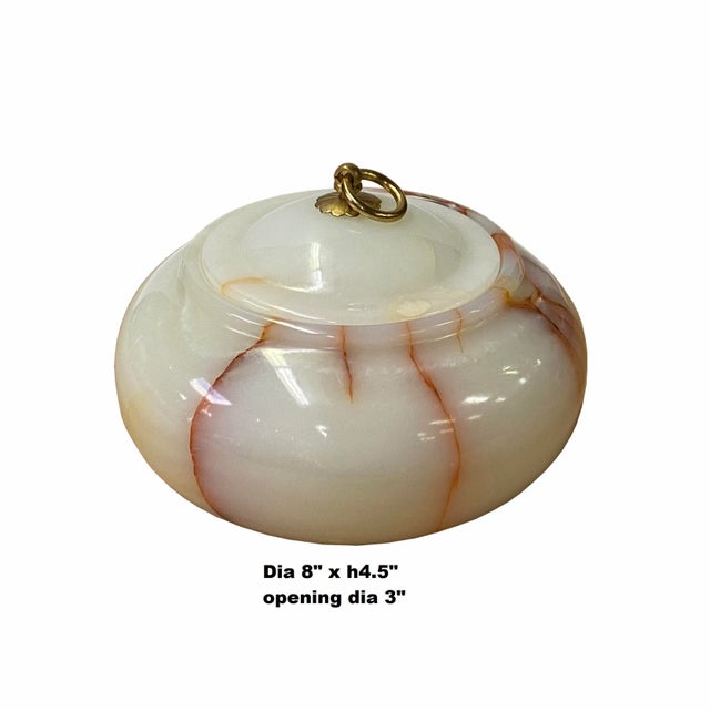 This is a simple carved Chinese round shape bowl shape container display with nice natural white brown marks mixed tone...