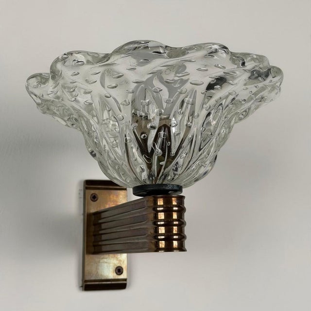 Sculptural Murano Glass Bullicante Wall Sconce from Barovier & Toso, 1940s For Sale - Image 12 of 14
