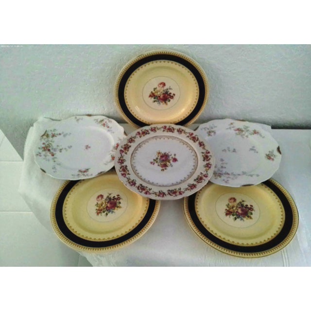 Vintage Matched Victorian Design Floral Porcelain Dinner Plates, Set of 6 For Sale - Image 11 of 11