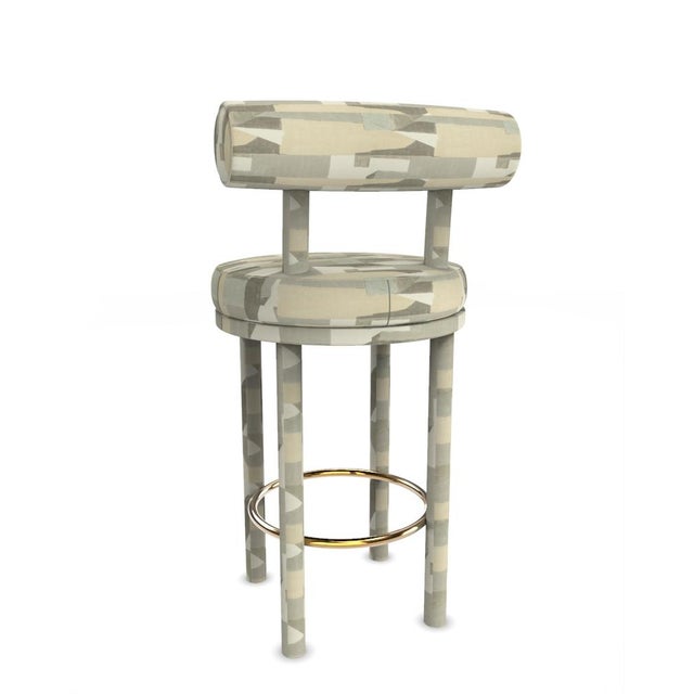 Collector Modern Moca Bar Stool in Alabaster Fabric by Studio Rig For Sale - Image 4 of 6