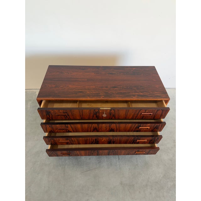 Mid Century Danish Rosewood Smallboy Dresser Chest of Drawers Attributed to Johannes Sorth For Sale In Tampa - Image 6 of 12
