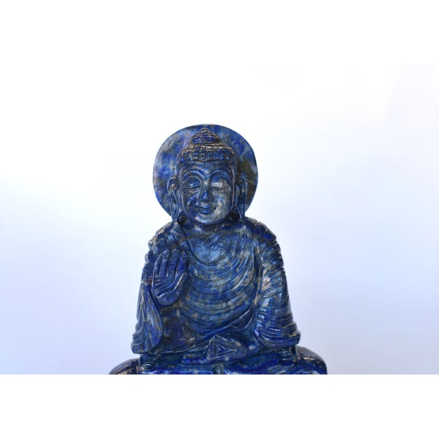 Blue Late 20th Century Lapis Lazuli Smiling Buddha Statue Indian For Sale - Image 8 of 9