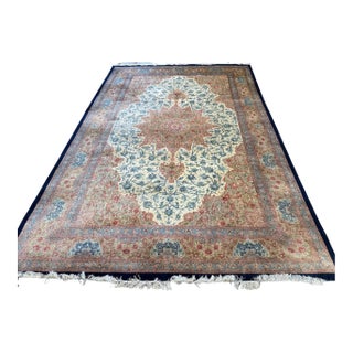 1980s Traditional Handmade Silk Persian Rug | 7’8”x11’6” For Sale