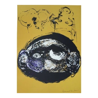 1972 Bernard Dufour Signed Original Lithograph L’ecran For Sale