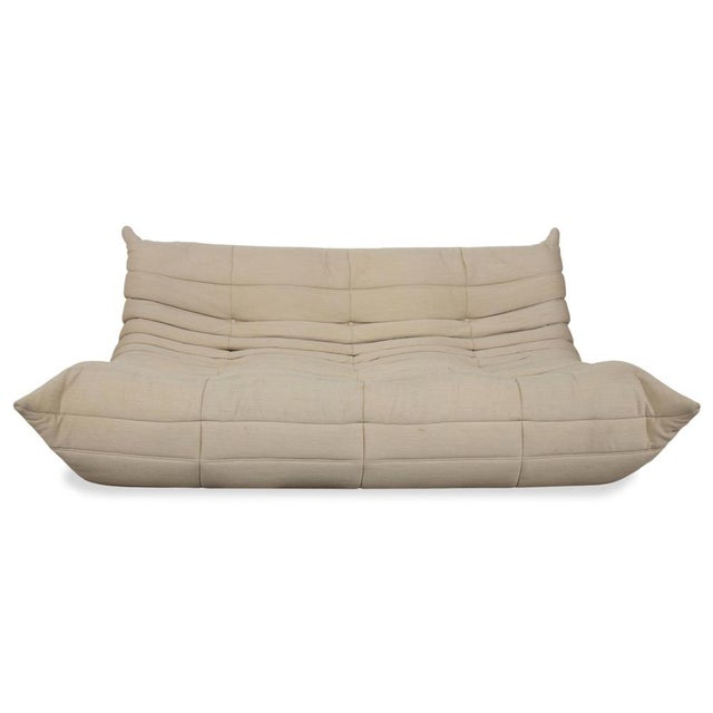 Togo 3-Seater Sofa in Cream Fabric By Michel Ducaroy for Ligne Roset For Sale - Image 17 of 17