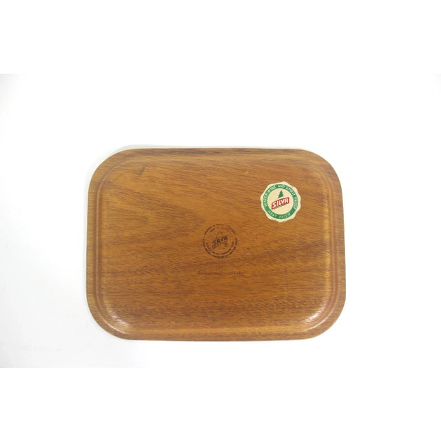 1960s Vintage Bentwood Tray Swedish Molded Teak Wood Serving Small Bar Tray For Sale - Image 5 of 9