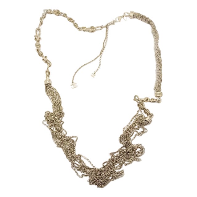 Chanel Rare Light Gold Knot Braid Multi Chain Super Long Necklace For Sale