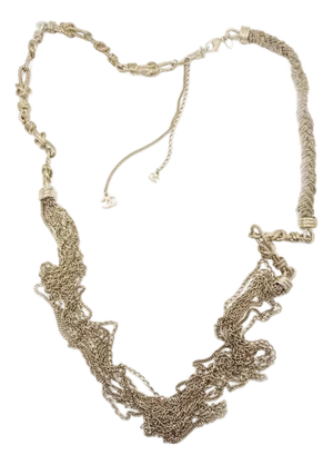 Chanel Rare Light Gold Knot Braid Multi Chain Super Long Necklace