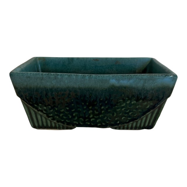 Mid-Century Blue Ceramic Planter For Sale