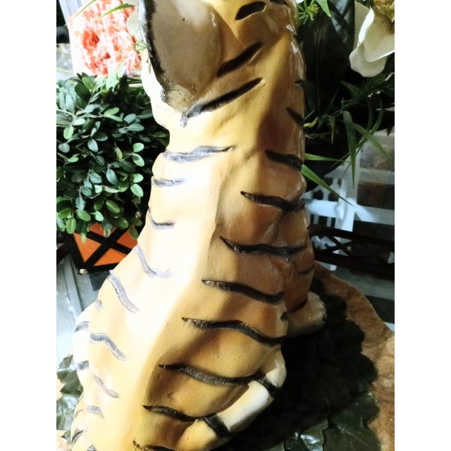 Vintage Plaster Tiger Decorative Statue For Sale - Image 4 of 8