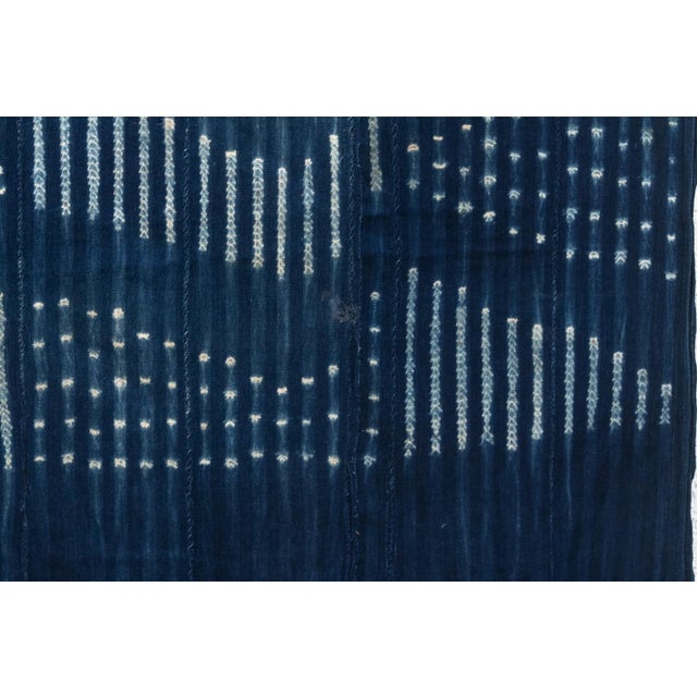 1990s Vintage African Moss "Kaya Eclipse" Indigo Throw For Sale - Image 5 of 6