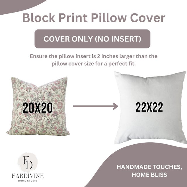 Rose Fabdivine Jarul Block Print Pillow Cover 14x36 Inch Linen Blend Handmade Accent Cushion For Sale - Image 8 of 9