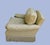 Textile 1980s Elegant Custom Made Gold Trellis Pattern Deep Seat Armchair With Bullion Fringe and Slip Covers For Sale - Image 7 of 10