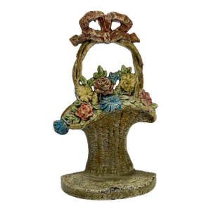 Antique 1930s Hubley Cast Iron Flower Basket Doorstop