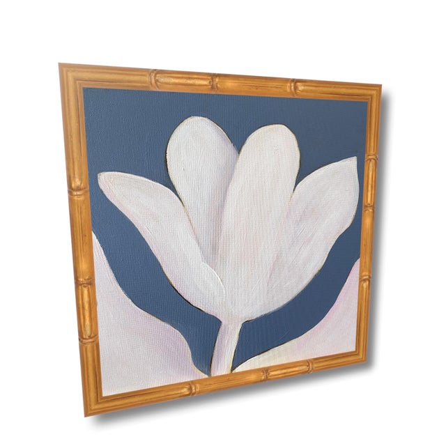 Original Framed Acrylic Botanical Painting, Organic Boho Art Floral Tulip Wall Art by Tatiana Duperault For Sale - Image 4 of 5