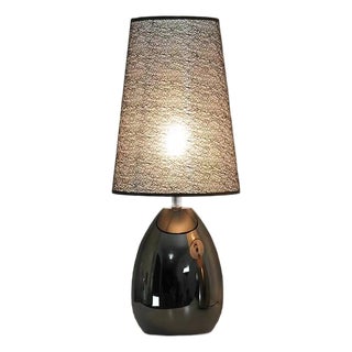 Black-Patterned Gauze & Glossy Ceramic Lamp For Sale