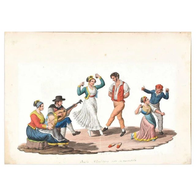 Tarantella is an original watercolor on ivory-colored paper, realized by Michela De Vito in the first half of XIX century....
