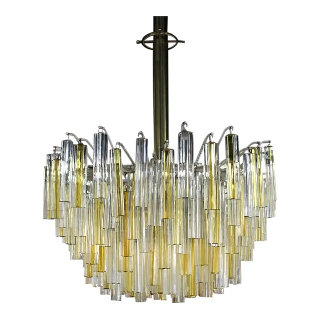 Large Two Tone Gold Yellow and Clear Camer Light Fixture For Sale - Image 9 of 9