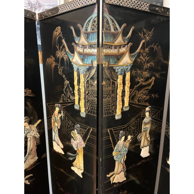 Bring timeless Far East elegance into your home with this stunning Chinese 4-panel folding room divider screen. Set...