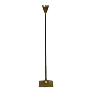 1960s Walnut and Brass Floor Lamp by Laurel For Sale