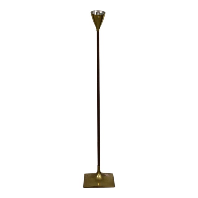 1960s Walnut and Brass Floor Lamp by Laurel For Sale