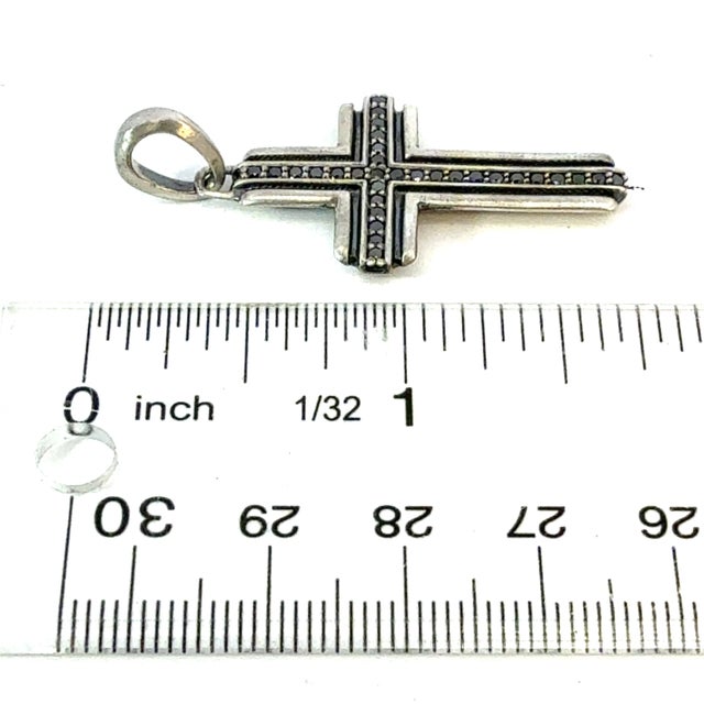 Late 20th Century David Yurman Black Diamond Cross Pendant Sterling Silver Estate For Sale In New York - Image 6 of 6