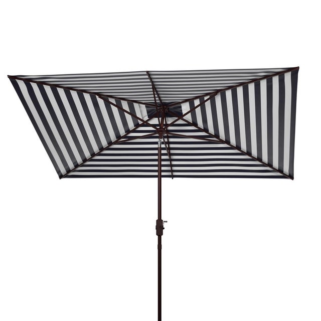 2020s Athens 6.5X10Ft Rectangle Crank Umbrella, Navy With White Understripe For Sale - Image 5 of 7