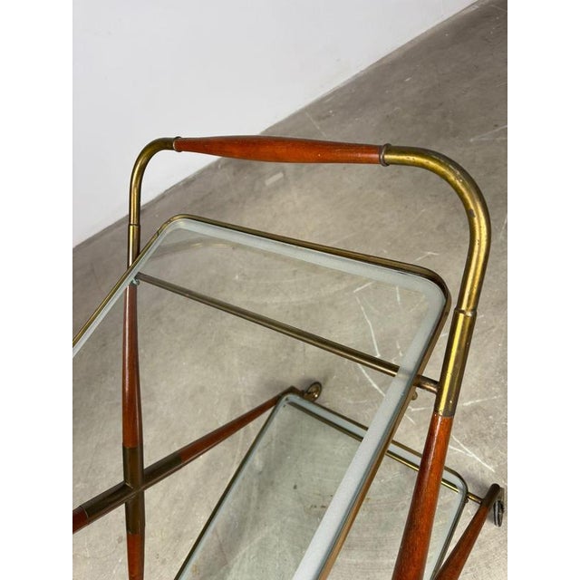 Metal Mid-Century Rosewood and Brass Bar Cart in the style of Cesare Lacca, 1950s For Sale - Image 7 of 16