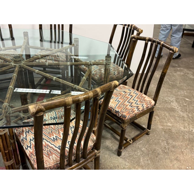 Late 20th Century McGuire Furniture Late 20th Century Octagon Dining Table + Eight Dining Chairs, Set For Sale - Image 5 of 12