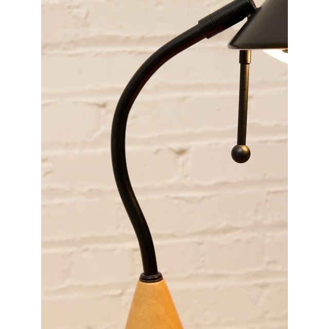 Vintage Postmodern Black & Wood Cone Desk Lamp For Sale - Image 10 of 11