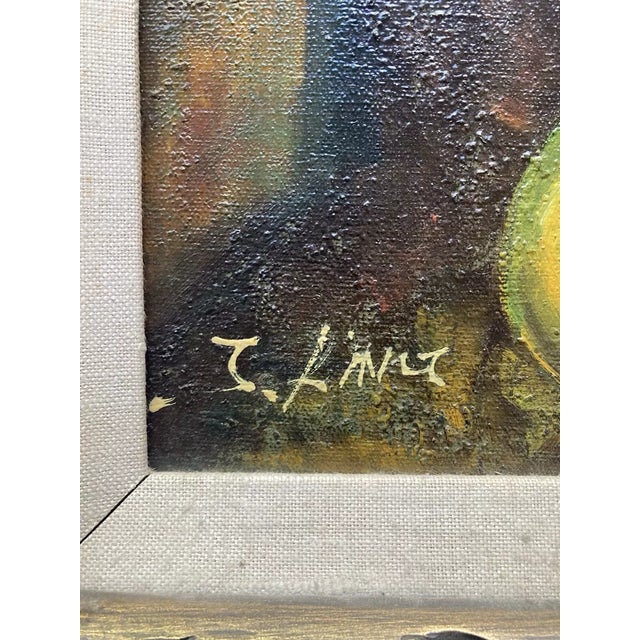 1950s Italian Mid-Century Original Oil on Canvas Large Framed Still Life 3 For Sale In Dallas - Image 6 of 10