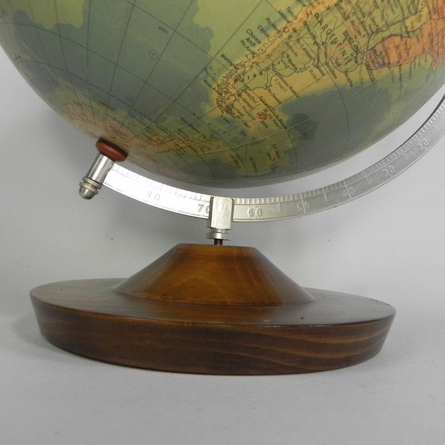Blue Rath Globe in Papier-Mâché on Wooden Base, 1975 For Sale - Image 8 of 16