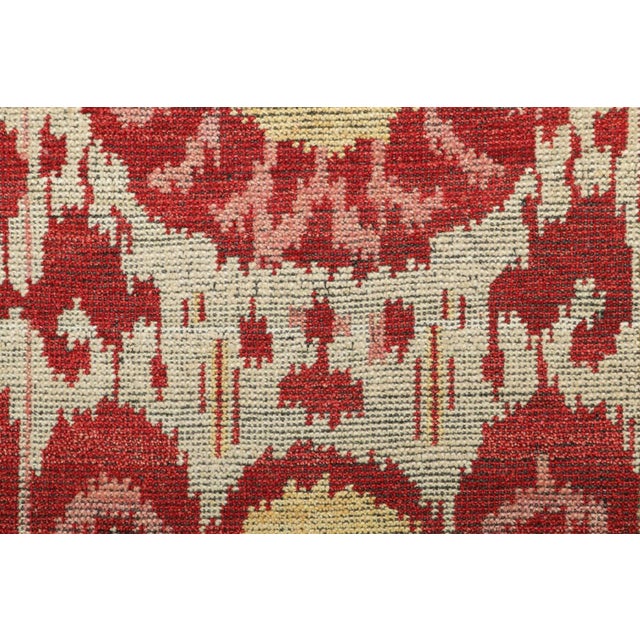 Traditional Rug & Kilim’s Ikats Rug With Red and Gold Geometric Patterns For Sale - Image 3 of 7