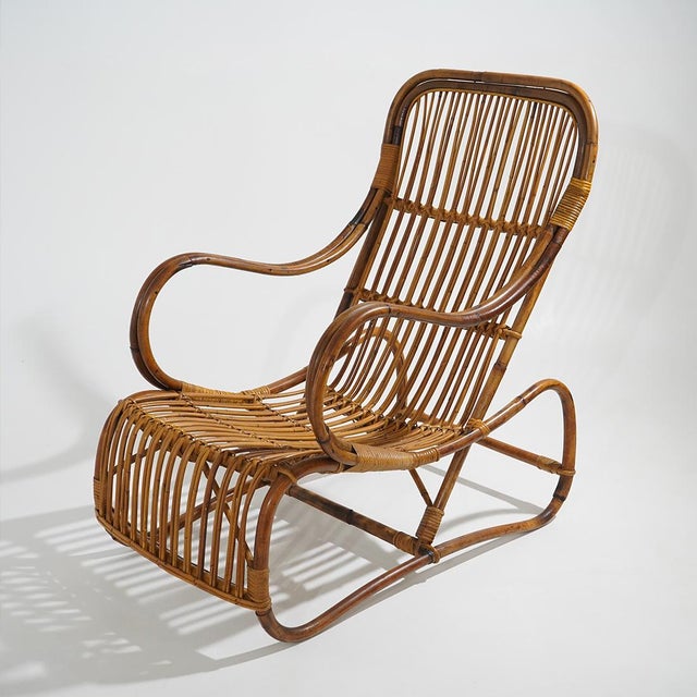 Rattan Lounge Chair, 1950s For Sale - Image 4 of 13