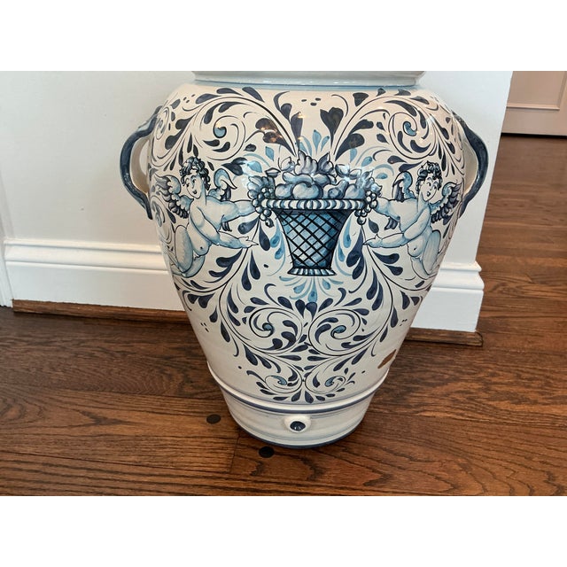 Large Hand Painted Italian Ceramic Umbrella Stand / Floor Urn by Ceramiche La Ginestra Beautiful hand-painted Italian...