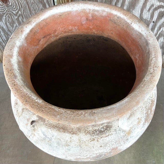 Boho Chic Vintage Patinated Terra Cotta Planter For Sale - Image 3 of 6