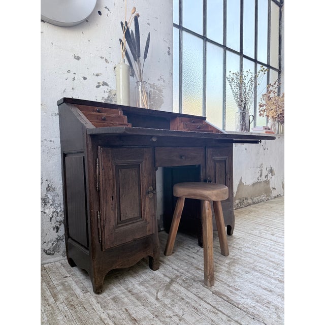 Brown Folk Art Oak Secretary Desk, 19th Century For Sale - Image 8 of 18
