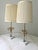 Pair of petite vintage lamps with habnail glass body and marble base.