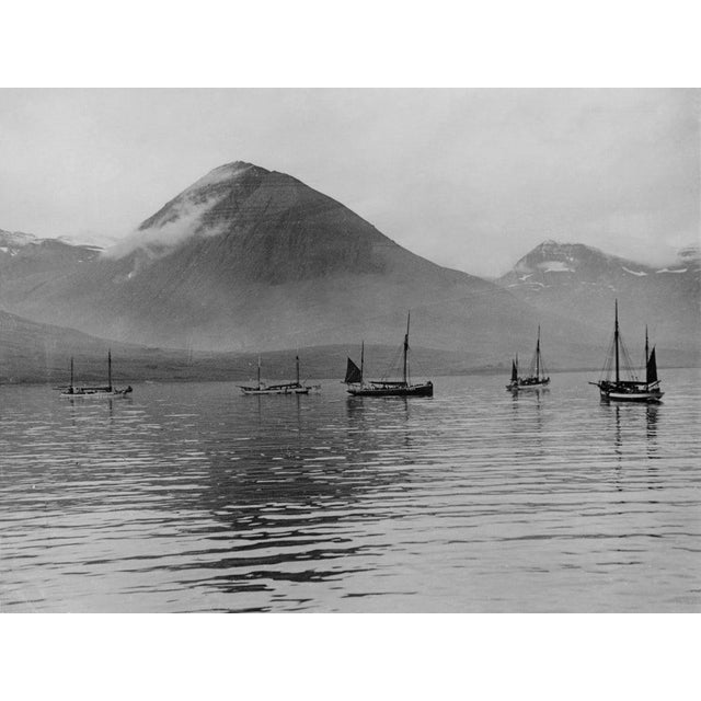Icelandic Fjord Fishing boats on a fjord on the north coast of Iceland, circa 1935. (Photo by Herbert Felton/Hulton...