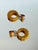 Bakelite Vintage 1940s Mustard Yellow Bakelite Dangle Earrings With Scalloped Edge, A Pair For Sale - Image 4 of 13