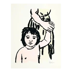 1961 Frank Kleinholz Hand in Hand Serigraph With Hand Coloring