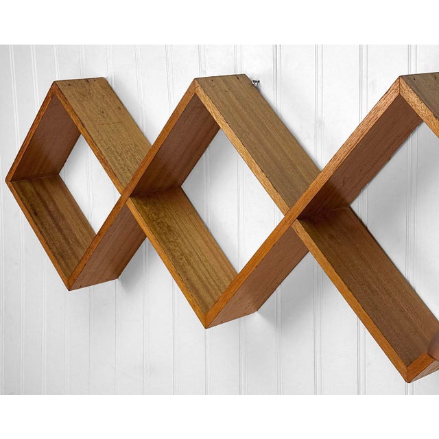 Mid 20th Century Mid-Century Teak Sculptural Cube Wall Hanging Shelf For Sale - Image 5 of 11