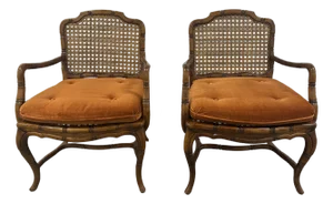 1970s Chinoiserie Arm Chairs - A Pair