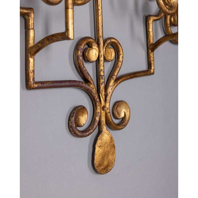 Metal Vintage Italian Wall Coat Rack in Gilt Wrought Iron, 1950s For Sale - Image 7 of 14