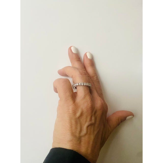 Eternity Band Faux Diamond 18Kt White Gold-Filled Setting For Sale - Image 13 of 13